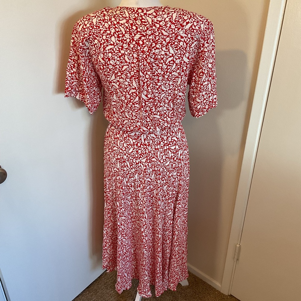 Vintage Maggy London Jeannene Booher Red Floral Rayon Dress Kentucky Derby 10 - Picture 6 of 6